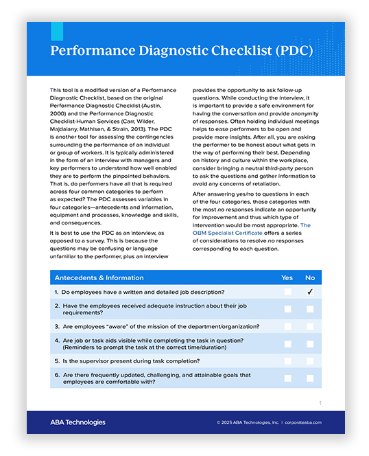 Performance Diagnostic Checklist