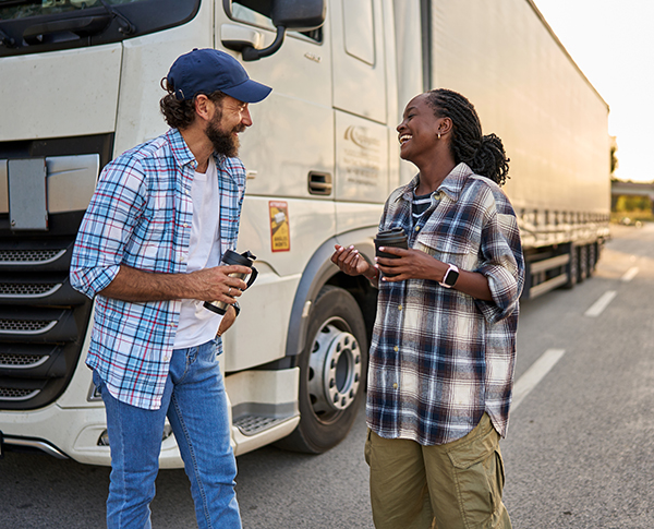 Driver and supervisor discussing fleet safety