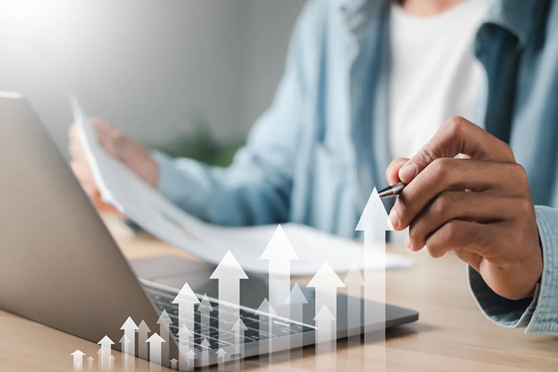 Analyzing data on laptop