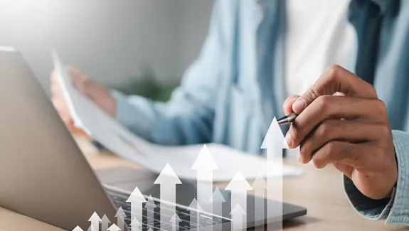 Analyzing data on laptop