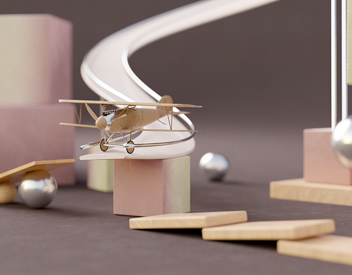 Toy plane on a slide