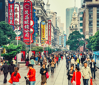 A busy walkway in china