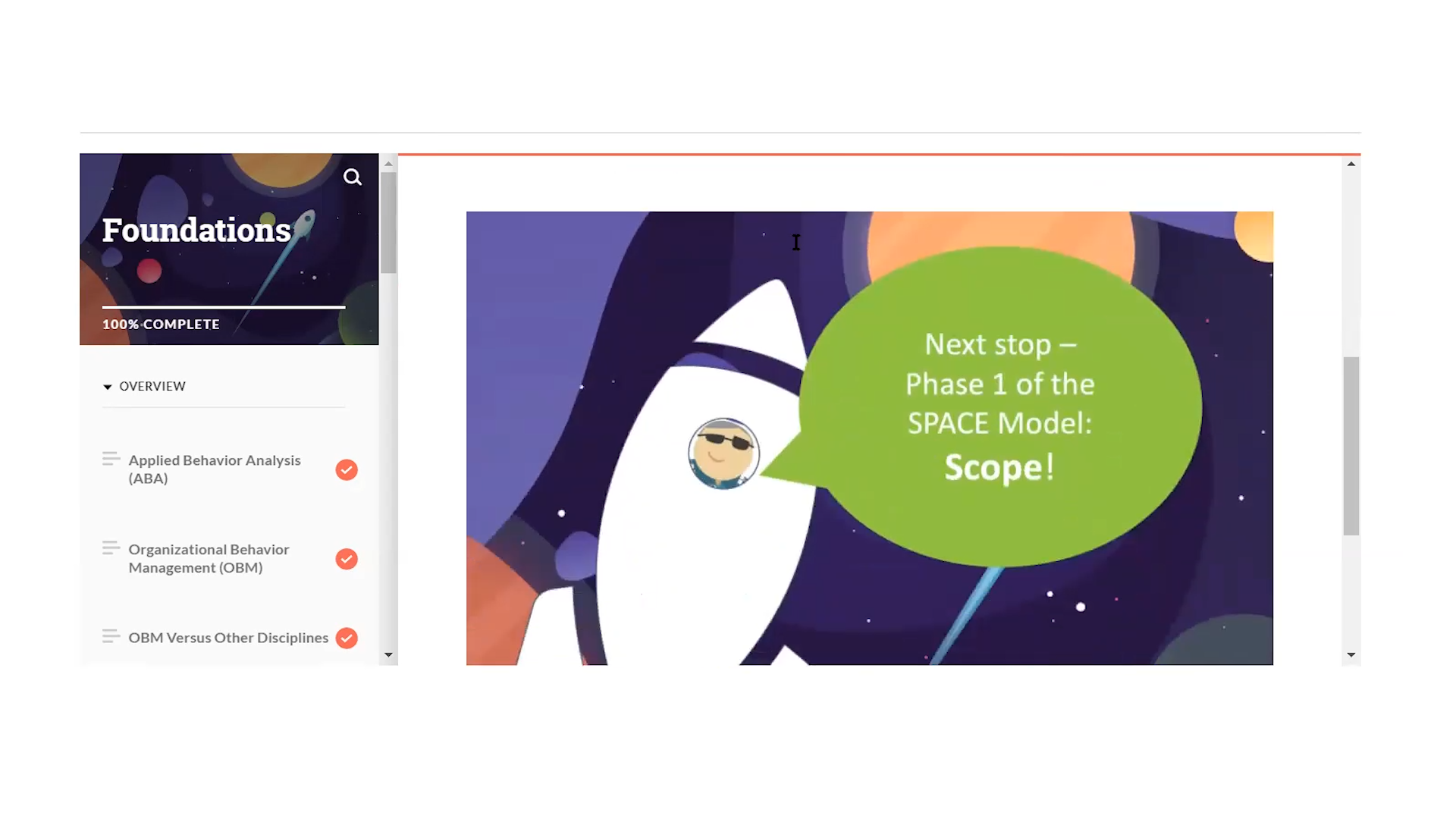 Example of what the course will look like from the student perspective