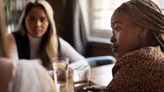 Women gathered at a restaurant