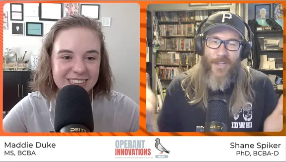 Maddie Duke and Shane Spiker on dual-screen video podcast recording