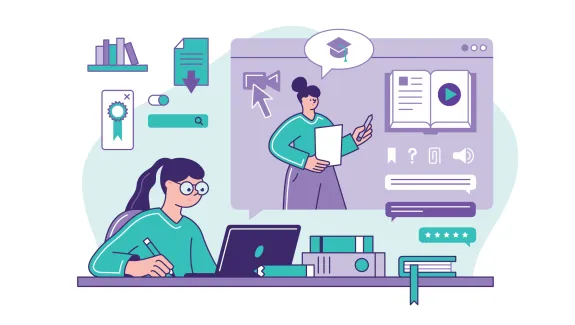 Person studying at computer