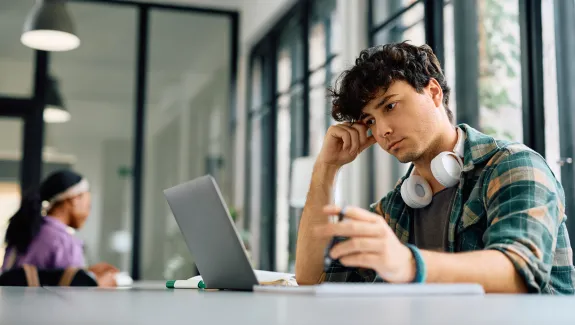 Student looking at computer 