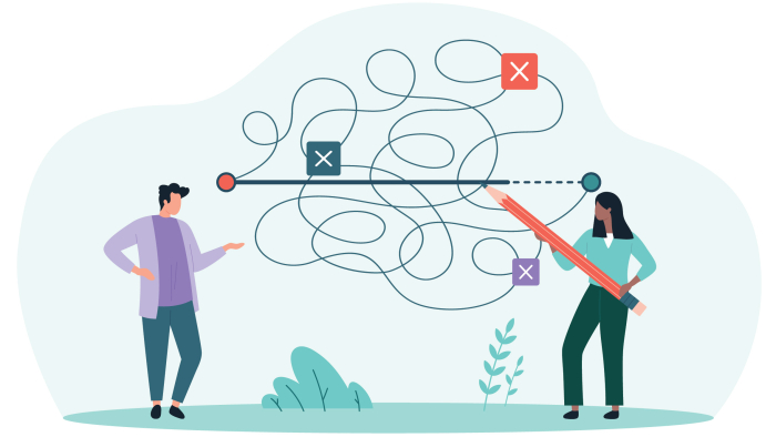 Navigating Credentials Blog Two illustrated people finding the right path