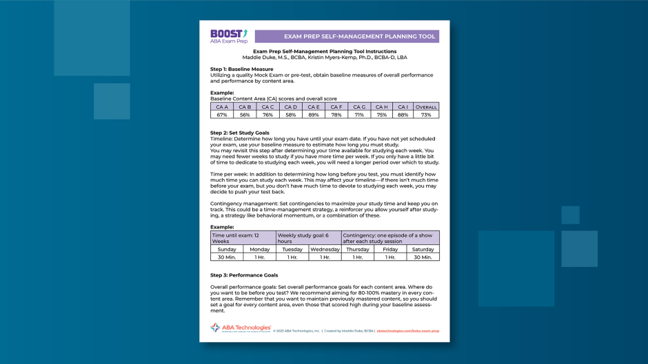 BOOST exam prep self-management resource