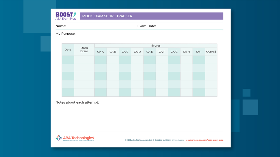 BOOST Mock Exam Tracker
