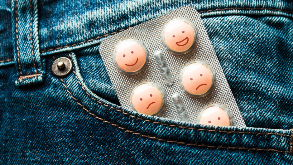 jeans with pills in pocket