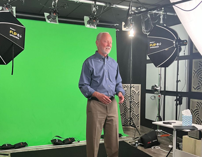 Terry McSween recording at the ABA Technologies course filming studio
