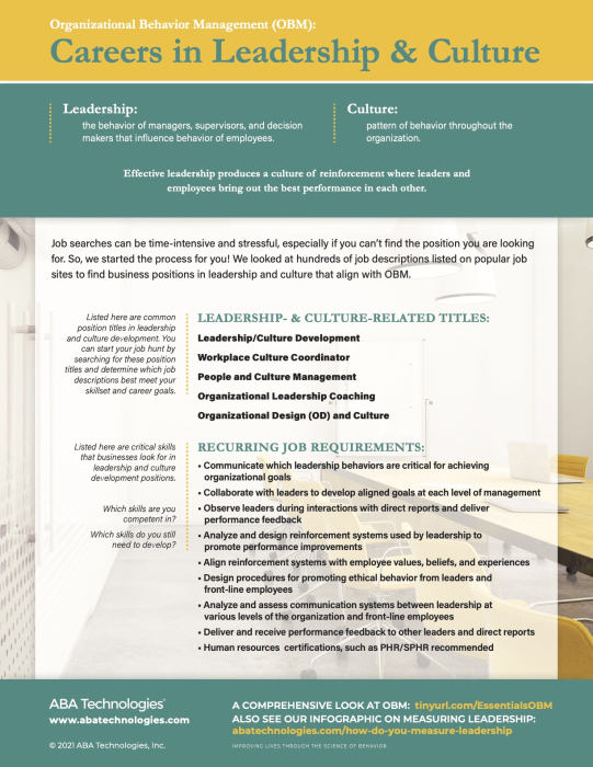 Organizational Behavior Management (OBM): Careers in Leadership & Culture Infographic