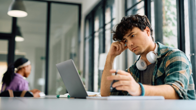 Student looking at computer 